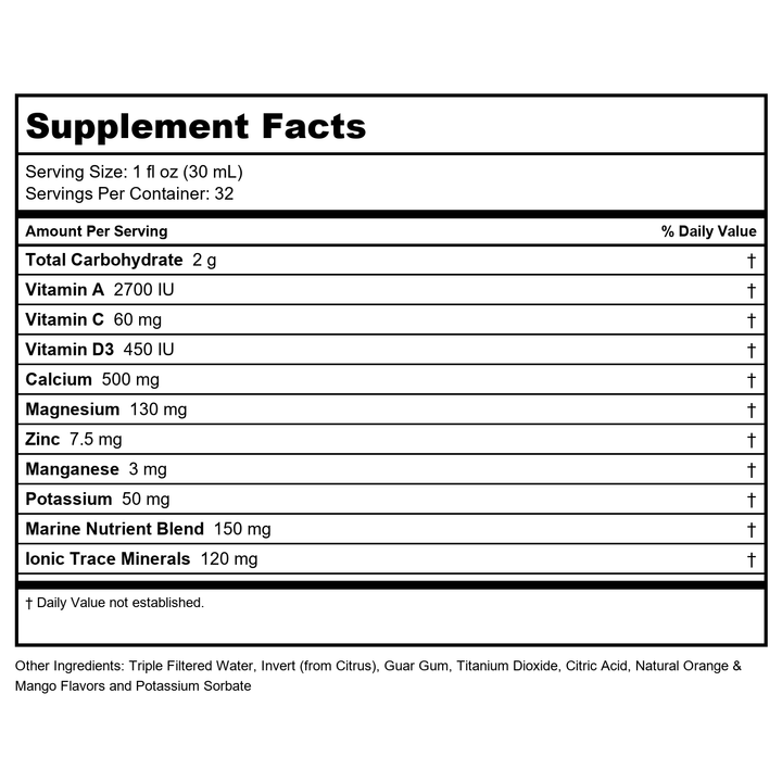 Dynamic Health Coral Calcium Complex Liq - Supplement Facts panel