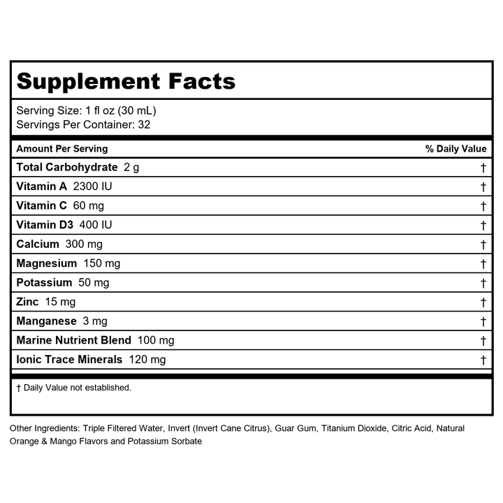 Dynamic Health Okinawan Coral Calcium Complex -- 32 fl oz - Supplement Facts panel