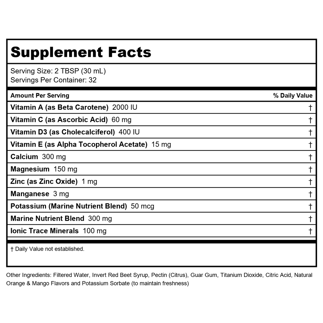 Dynamic Health Coral Calcium Complex | Bone Health &amp; PH Level Support | Easier Than Capsules, Liquid Supplement | with Magnesium | 32oz, 32 Serv - Supplement Facts panel