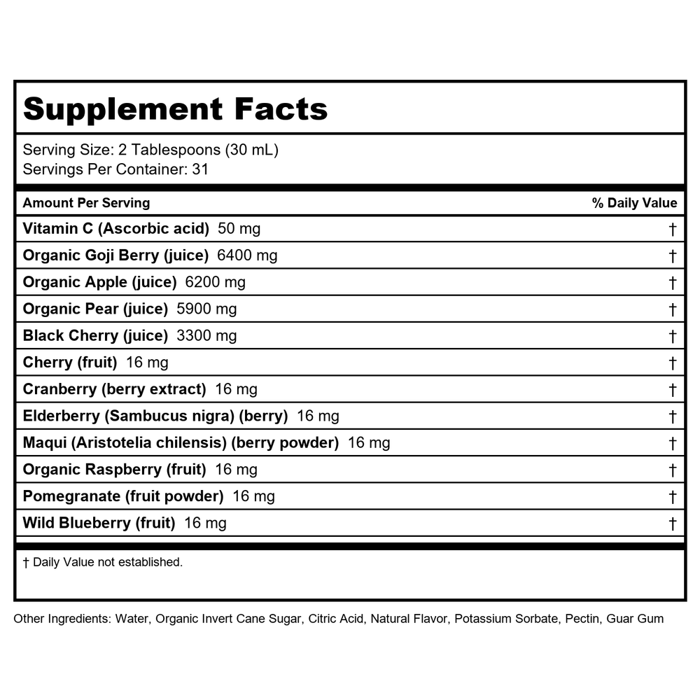 Dynamic Health Goji Berry Juice Blend -- 32 fl oz - Supplement Facts panel