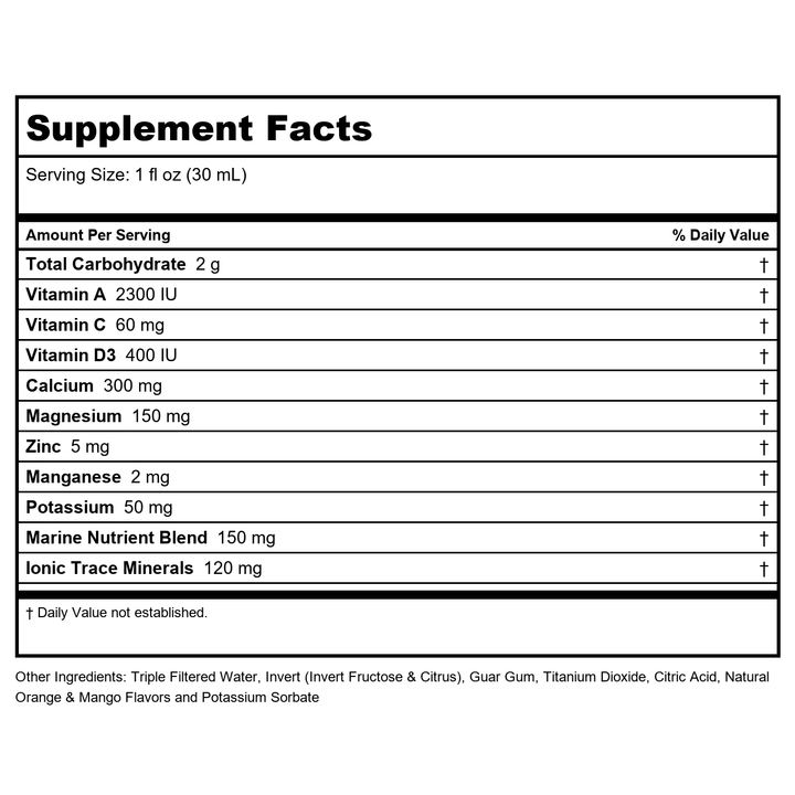 Dynamic Health Coral Calcium Complex Liq - Supplement Facts panel