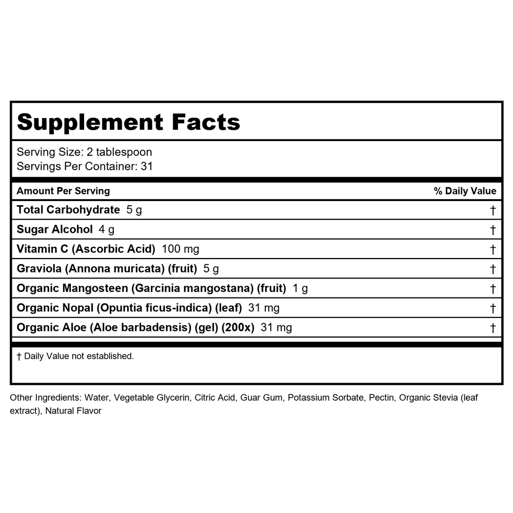 Dynamic Health Graviola Juice Blend, 32 Fl Oz, 1 Bottle, 1 Piece - Supplement Facts panel