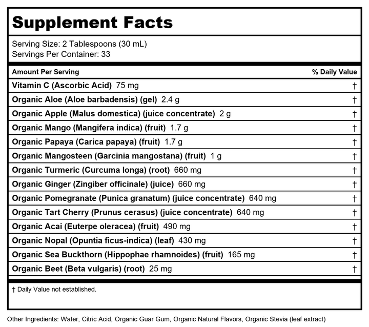 Dynamic Health Juice Blnd Nopal Org - Supplement Facts panel