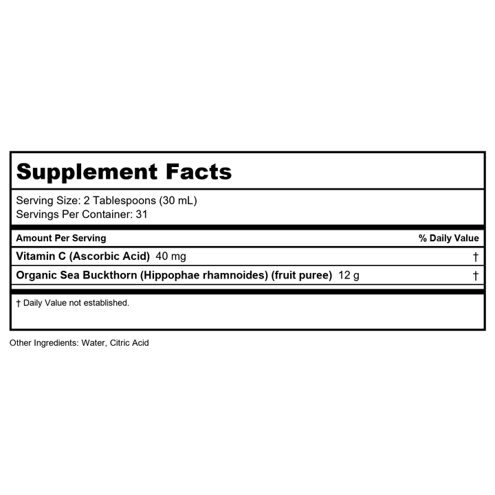 Dynamic Health Seabuckthorn Gold Organic | 32 oz - Supplement Facts panel