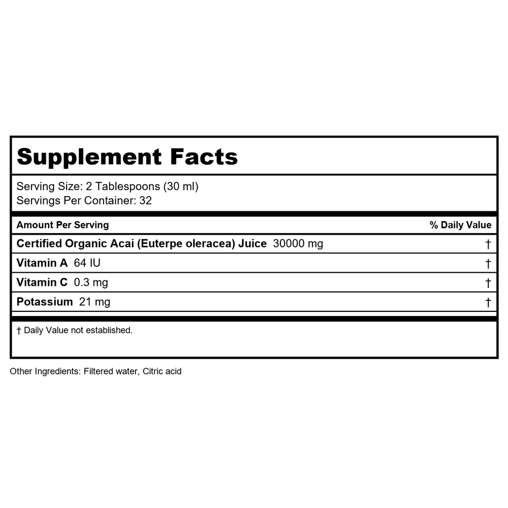 Acai Gold 100% Pure Og Jc, 32 oz ( Multi-Pack) - Supplement Facts panel