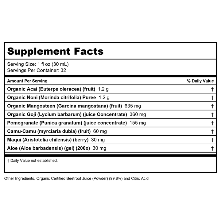 Dynamic Health 32 Ounce (2 Pack) Beetroot Juice - Supplement Facts panel