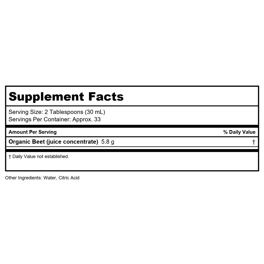 Dynamic Health Beetroot Juice Og2 32 Fz - Supplement Facts panel