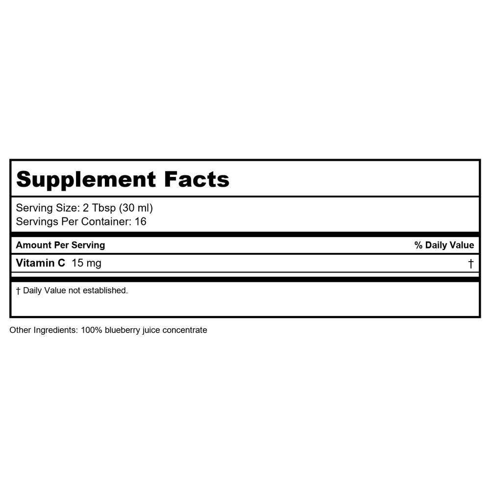 Dynamic Health Blueberry Concentrate, Glass, 16 fl oz (473 ml) - Supplement Facts panel