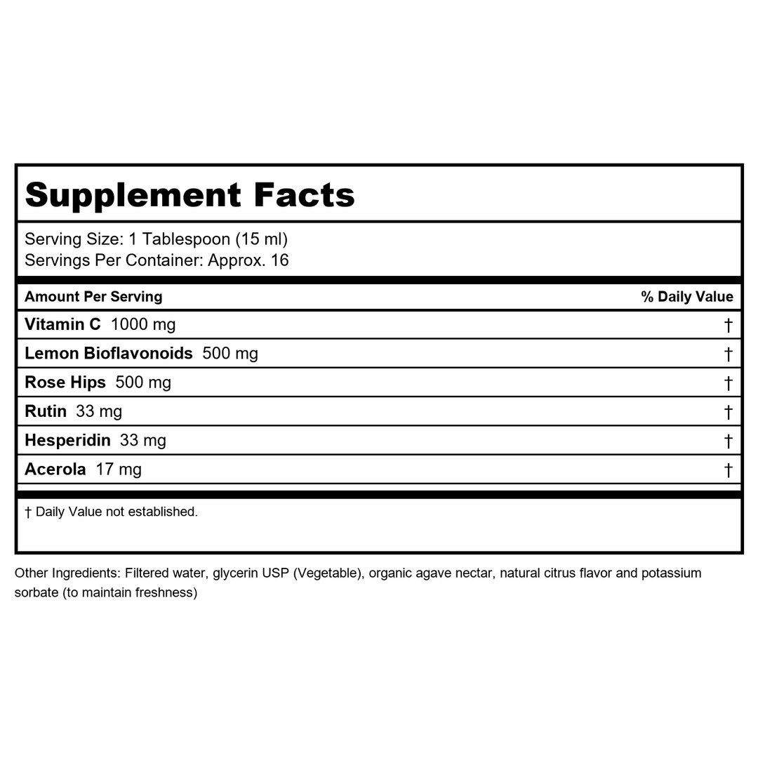 DYNAMIC HEALTH Laboratories INC Vitamin C 1000 8 OZ - Supplement Facts panel