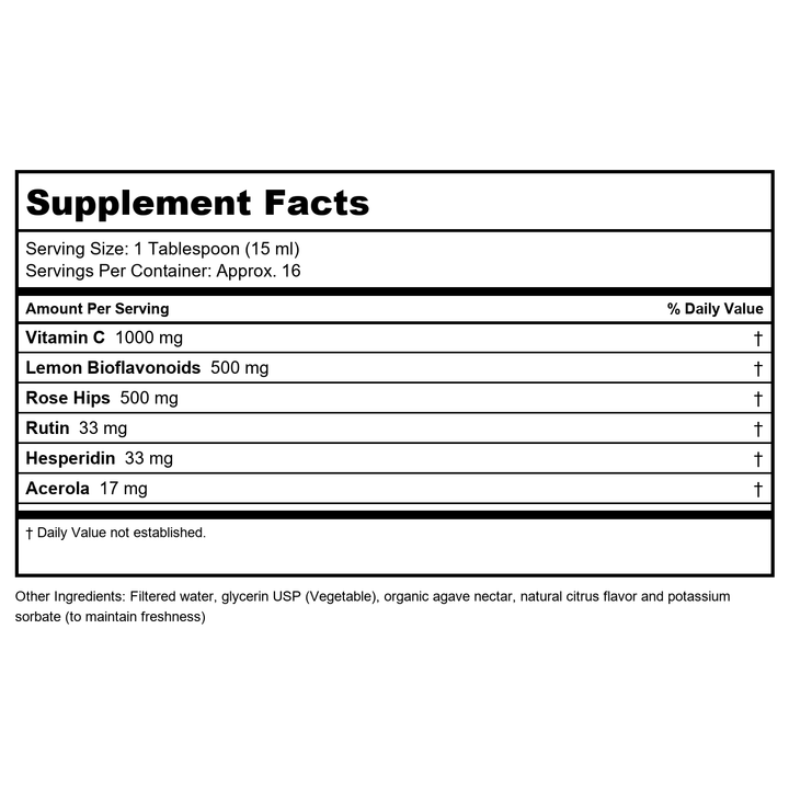 DYNAMIC HEALTH Laboratories INC Vitamin C 1000 8 OZ - Supplement Facts panel
