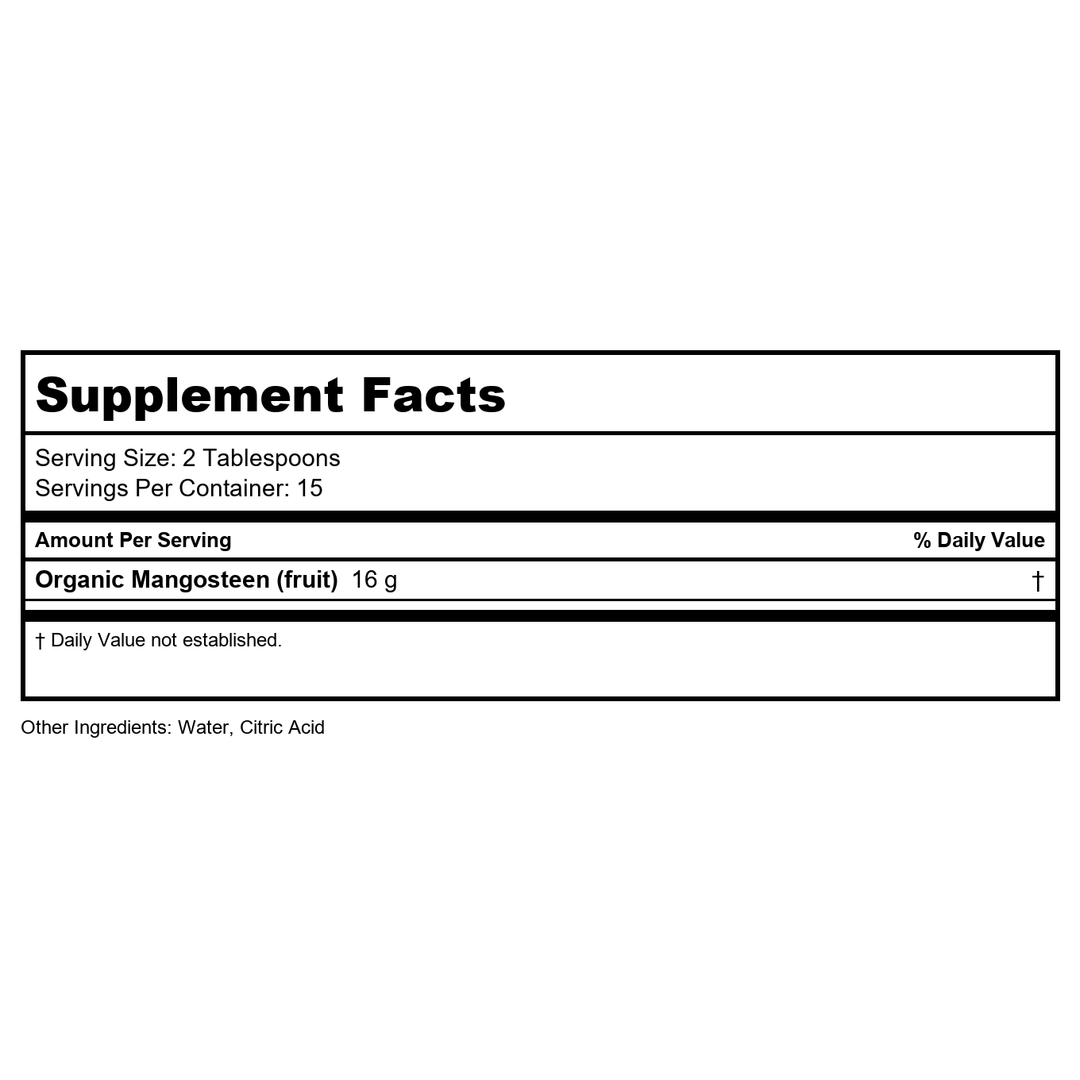 Organic 100% Mangosteen Gold - Supplement Facts panel