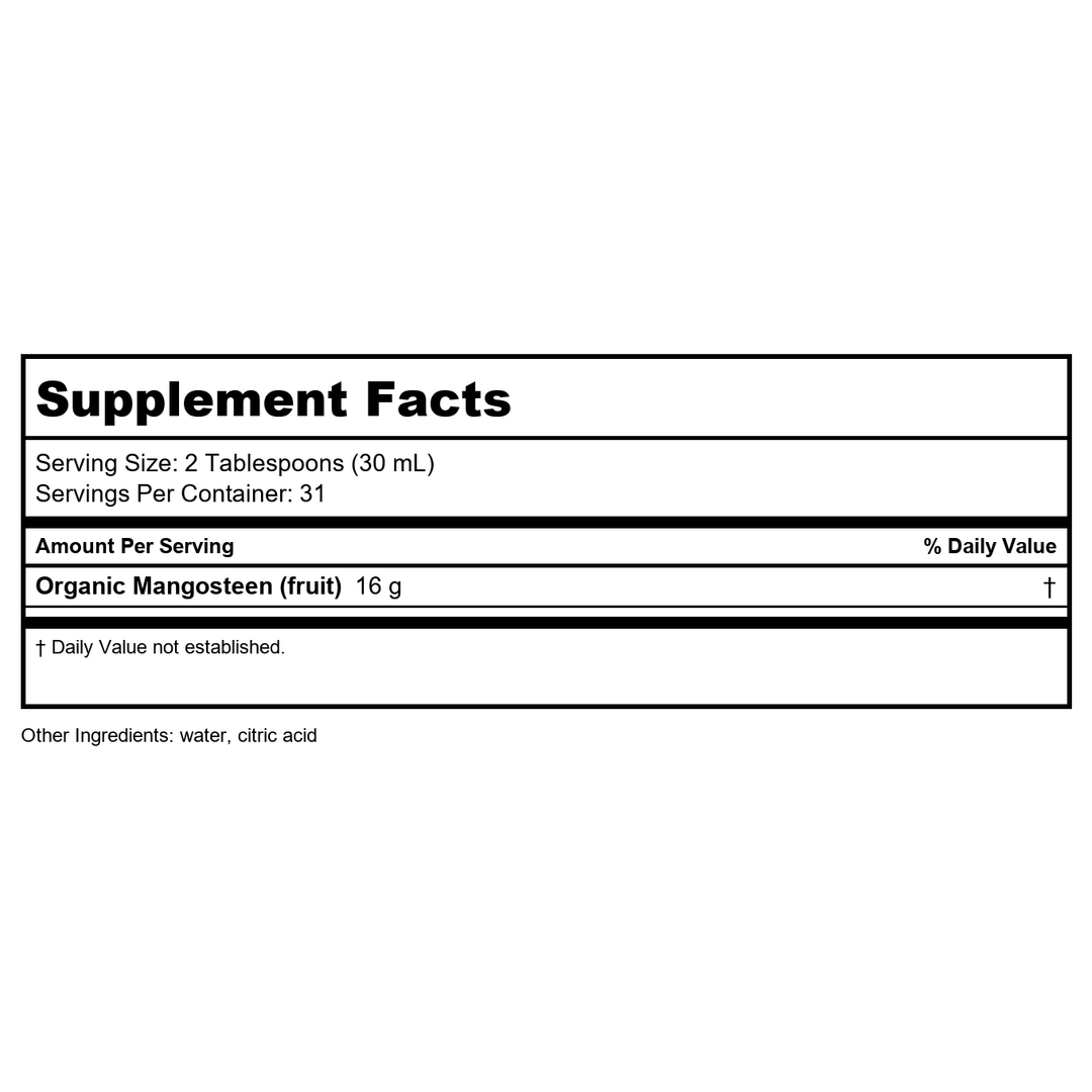 Dynamic Health Mangosteen Gold 100% Pure 32 oz ( Multi-Pack) - Supplement Facts panel