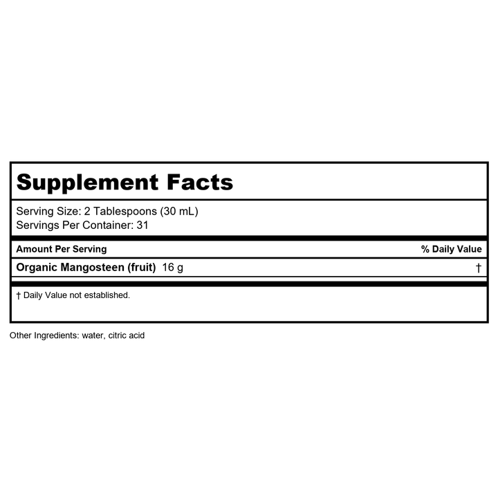 Dynamic Health Mangosteen Gold 100% Pure 32 oz ( Multi-Pack) - Supplement Facts panel