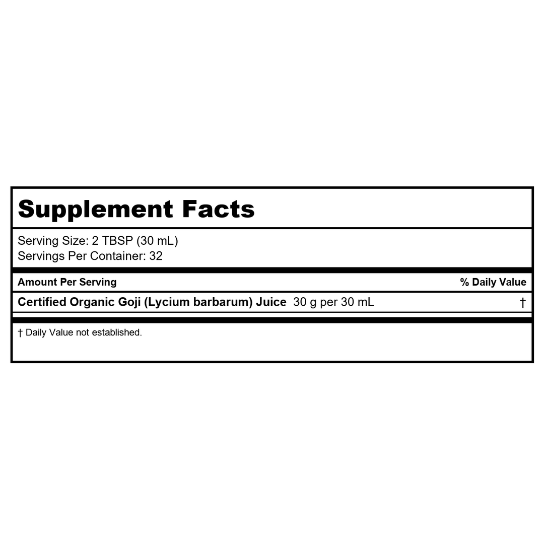 Dynamic Health Juice Goji Gold Organic - 2 Pack - Supplement Facts panel