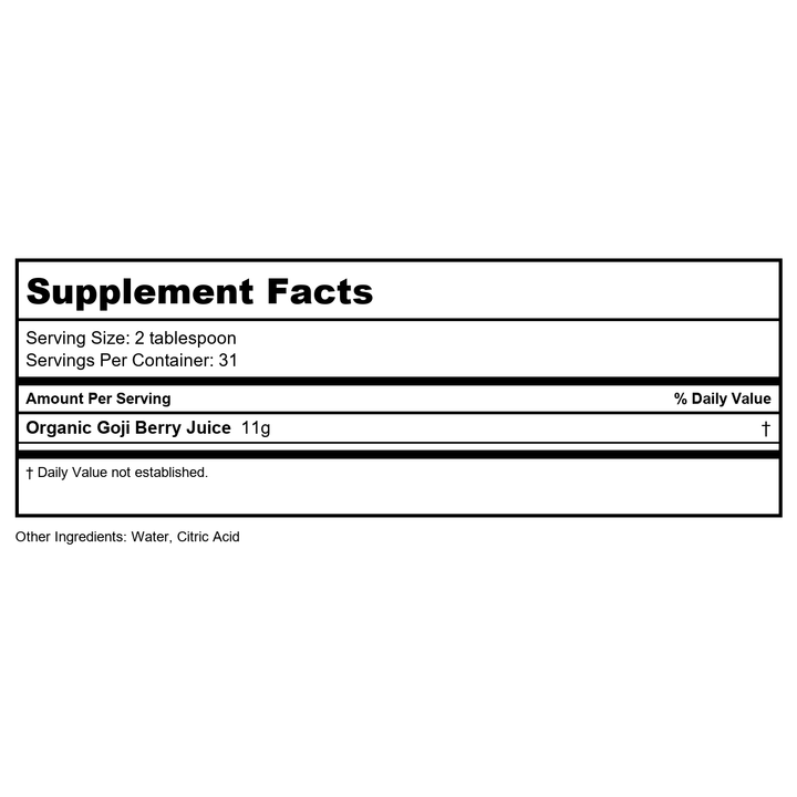 Dynamic Health Juice Goji Gold Org - Supplement Facts panel