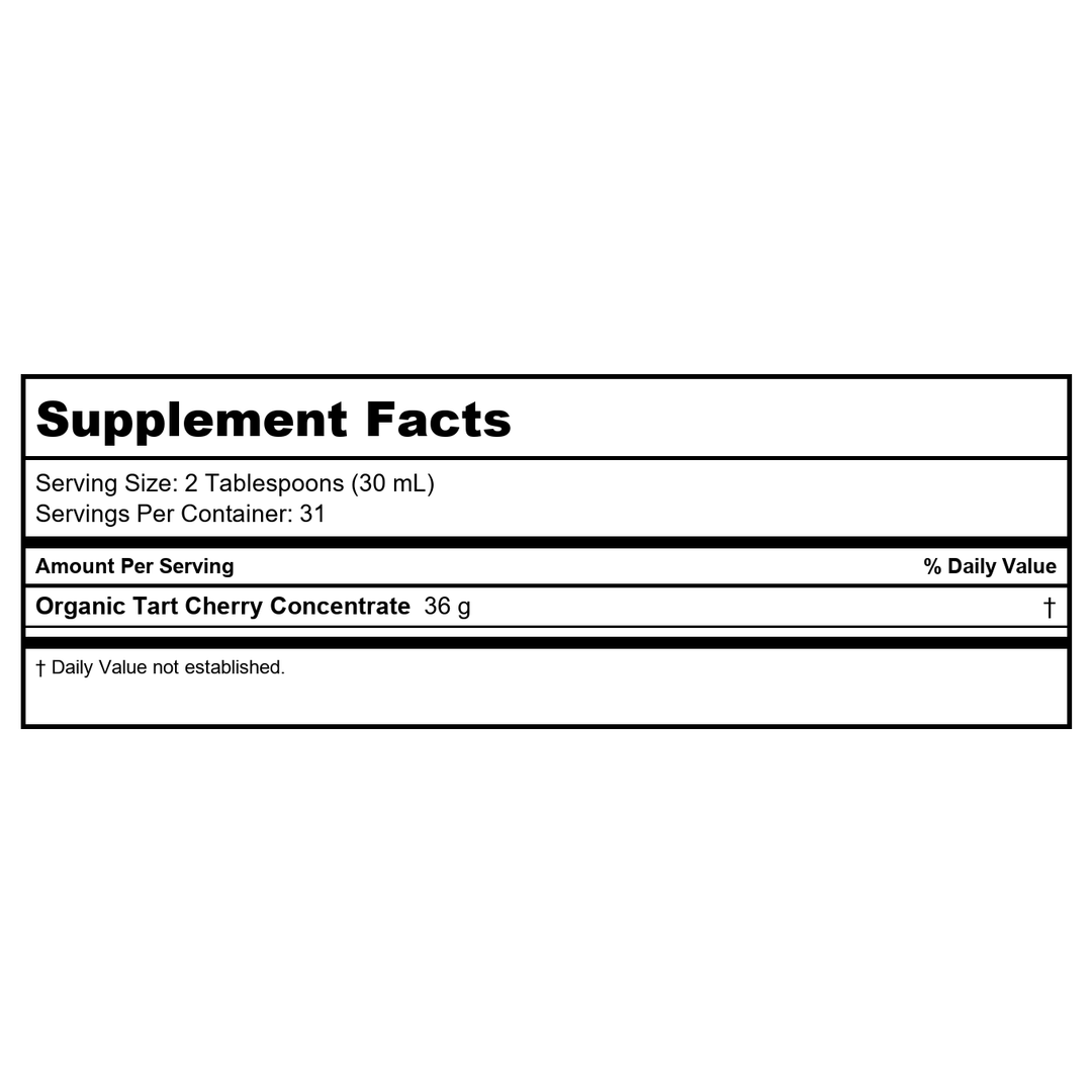 Dynamic Health Organic Tart Cherry Juice, Unsweetened 100% Juice Concentrate, Antioxidants Supplement, No Sweeteners or Additives, Vegan, Gluten Free, BPA Free (32oz) - Supplement Facts panel