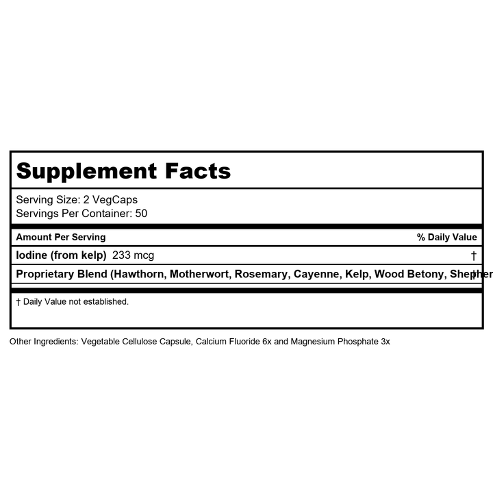 SOLARAY Heart Blend SP-8 | Herbal Blend w/Cell Salt Nutrients to Help Support Healthy Heart Function | Non-GMO, Vegan | 50 Servings | 100 VegCaps - Supplement Facts panel