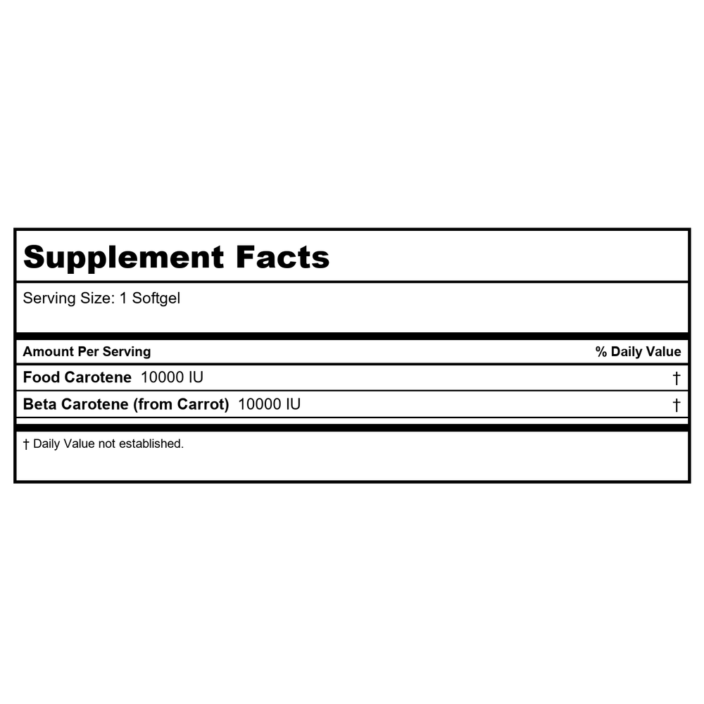 Dry Natural Food Carotene 10,000 IU Solaray 30 Caps (3 Pack) - Supplement Facts panel