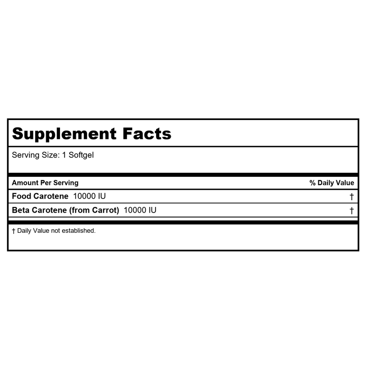 Dry Natural Food Carotene 10,000 IU Solaray 30 Caps (3 Pack) - Supplement Facts panel
