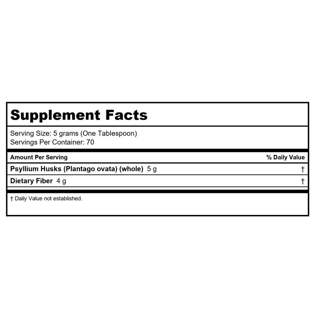 Solaray Total Cleanse Whole Psyllium Husks Unflavored - 350 g - Supplement Facts panel