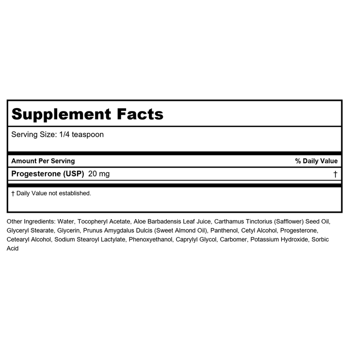 Emerita Progest Parab Free Cream - Supplement Facts panel