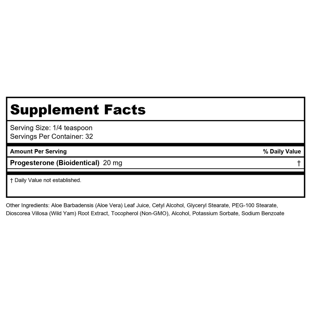 Emerita Progest Parab Free Cream 2 oz - Supplement Facts panel