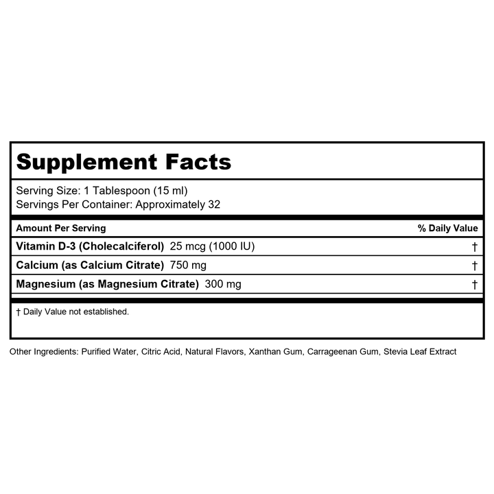 LifeTime Cal Mag Citrate Hi-Potency, No Sugar, Pina Colada | 16 oz - Supplement Facts panel