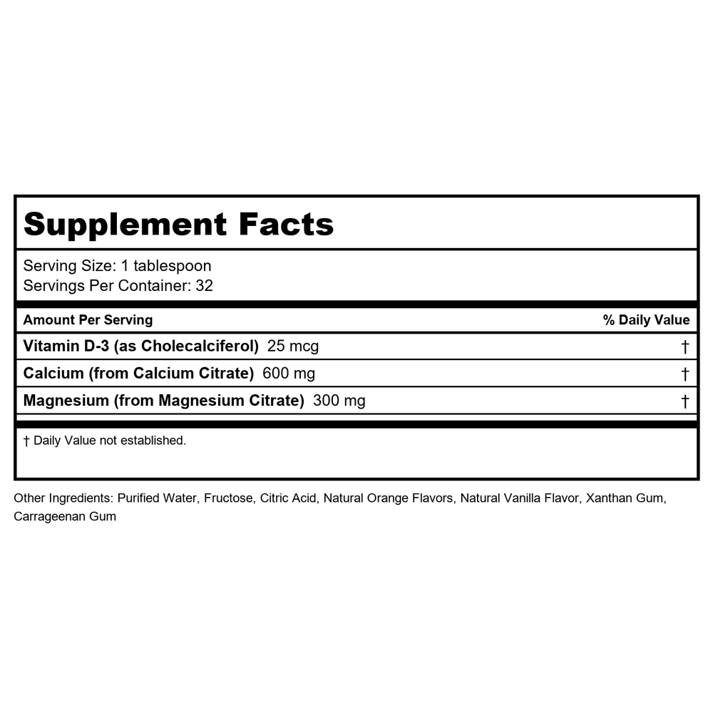 Lifetime High Potency Calcium Magnesium Citrate w/Vitamin D-3 | Bone & Muscle Support | Easy Absorption, Dairy & No Gluten | Blueberry | 16 Fl Oz - Supplement Facts panel