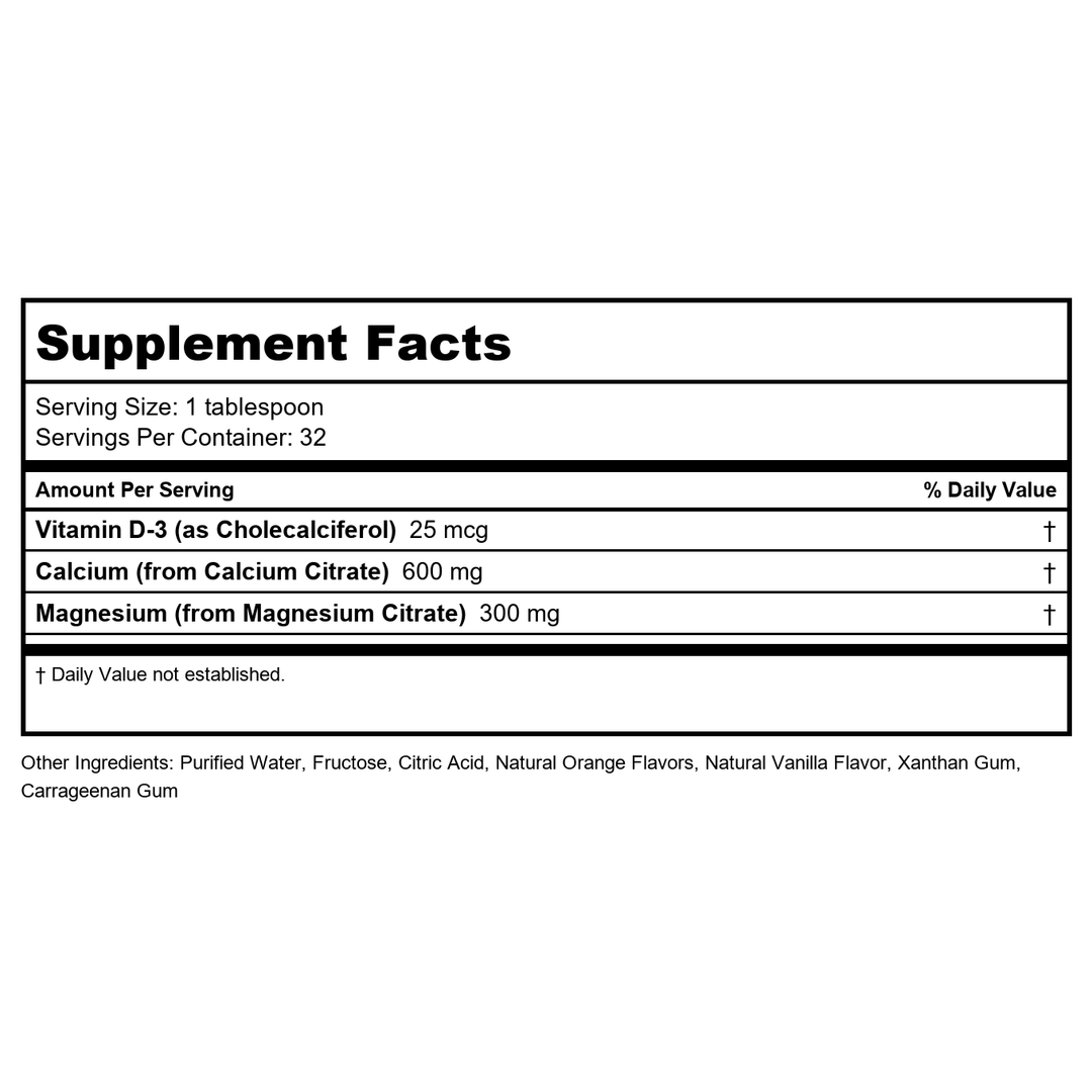Lifetime High Potency Calcium Magnesium Citrate w/Vitamin D-3 | Bone &amp; Muscle Support | Easy Absorption, Dairy &amp; No Gluten | Blueberry | 16 Fl Oz - Supplement Facts panel