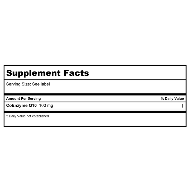 LIFETIME CoQ10, Softgel (Btl-Glass) 100mg | 30ct - Supplement Facts panel