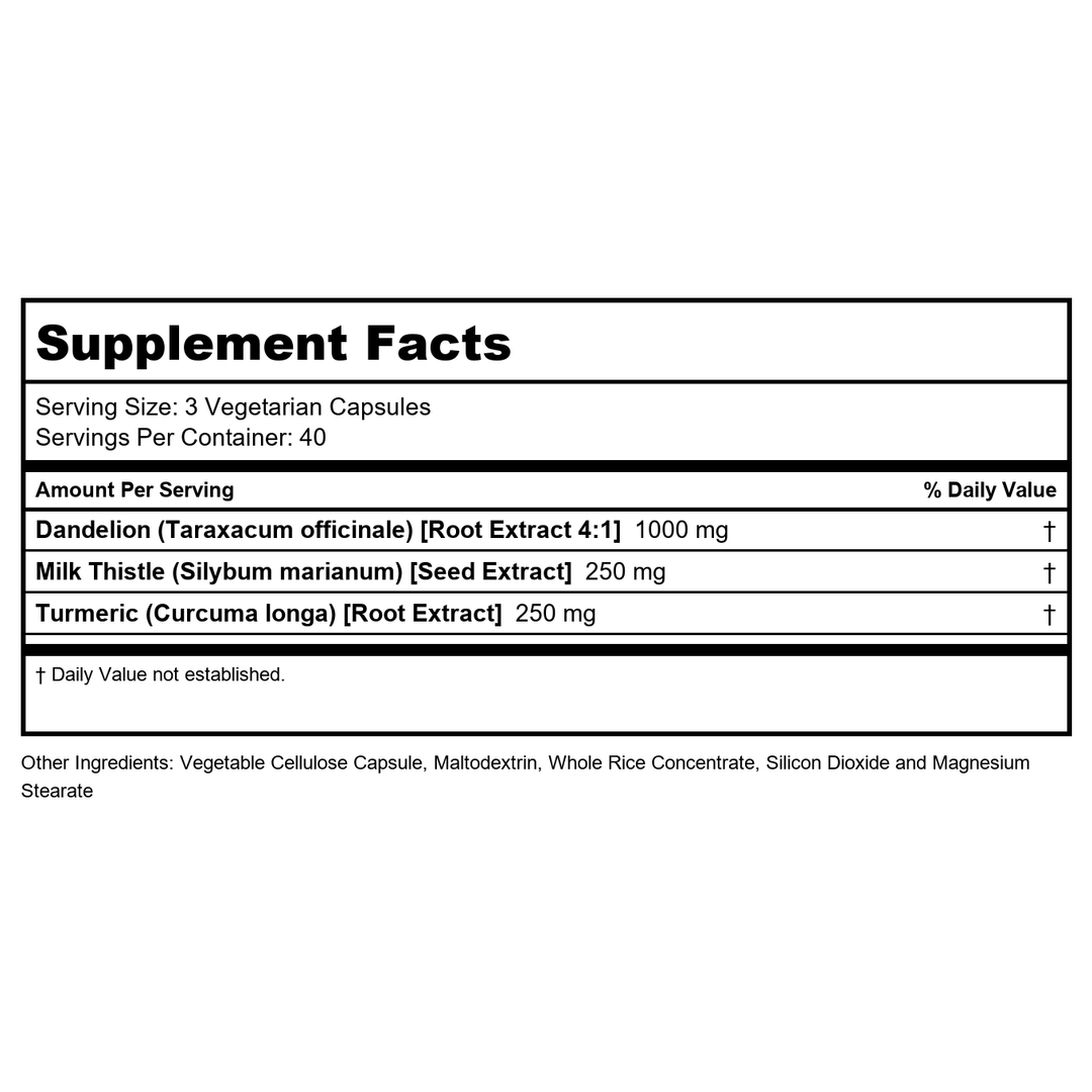 LIFETIME Milk Thistle Blend Liver Cleanse Formula | with Dandelion Root and Turmeric (120 CT) - Supplement Facts panel