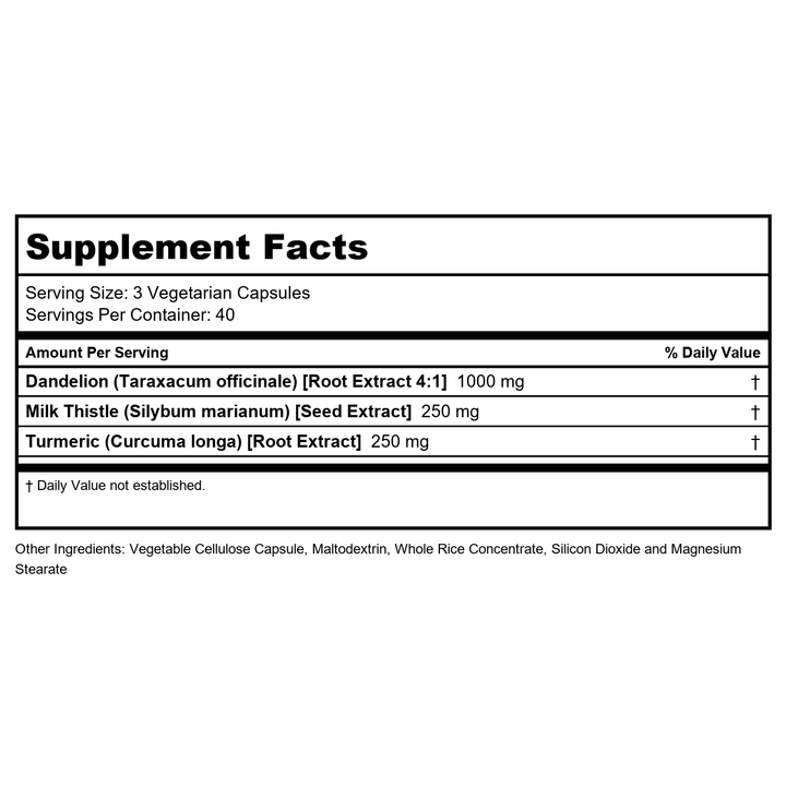 LIFETIME Milk Thistle Blend Liver Cleanse Formula | with Dandelion Root and Turmeric (120 CT) - Supplement Facts panel