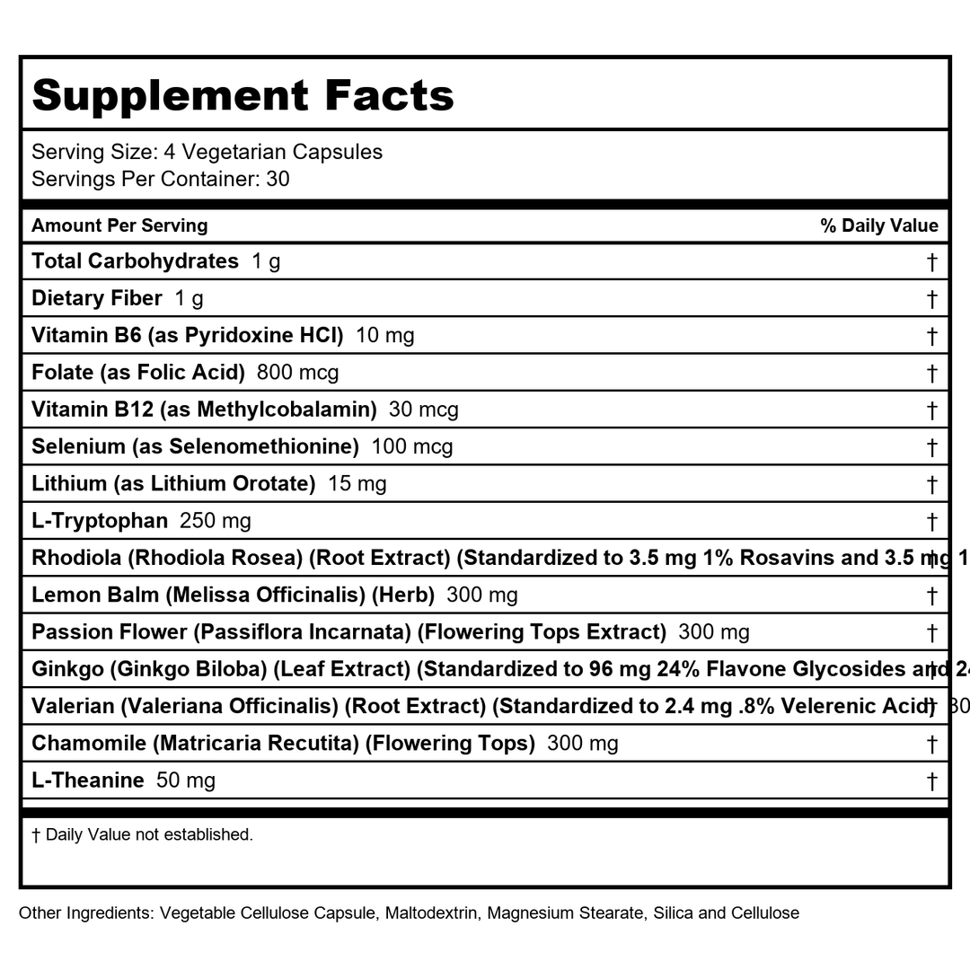 Natural Balance Happy Camper Stress Breaker | 120 VCaps - Supplement Facts panel