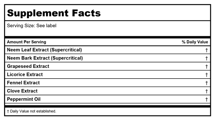 TheraNeem Dental Floss | Cinnamon - Supplement Facts panel