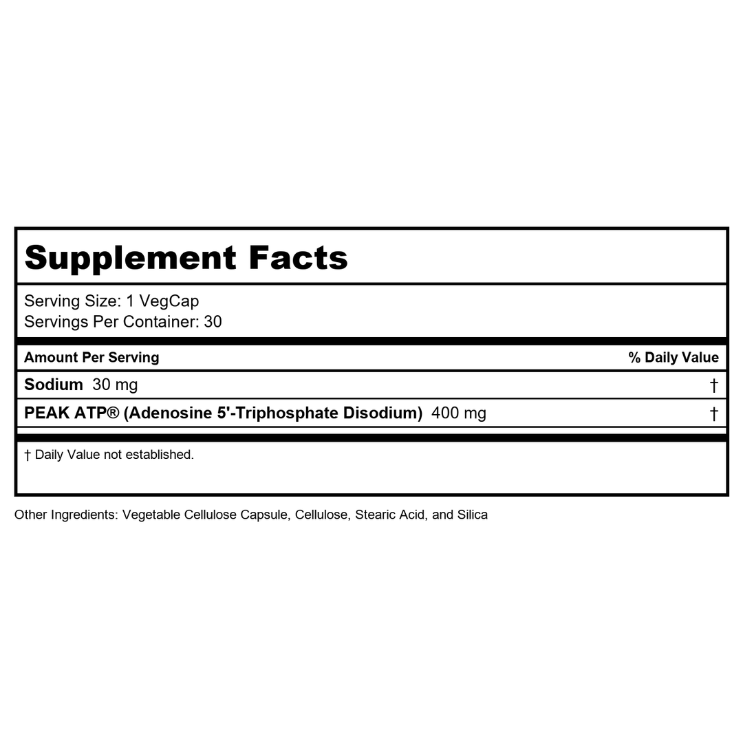 SOLARAY Peak ATP®, 400 mg, 30 VegCaps - Supplement Facts panel