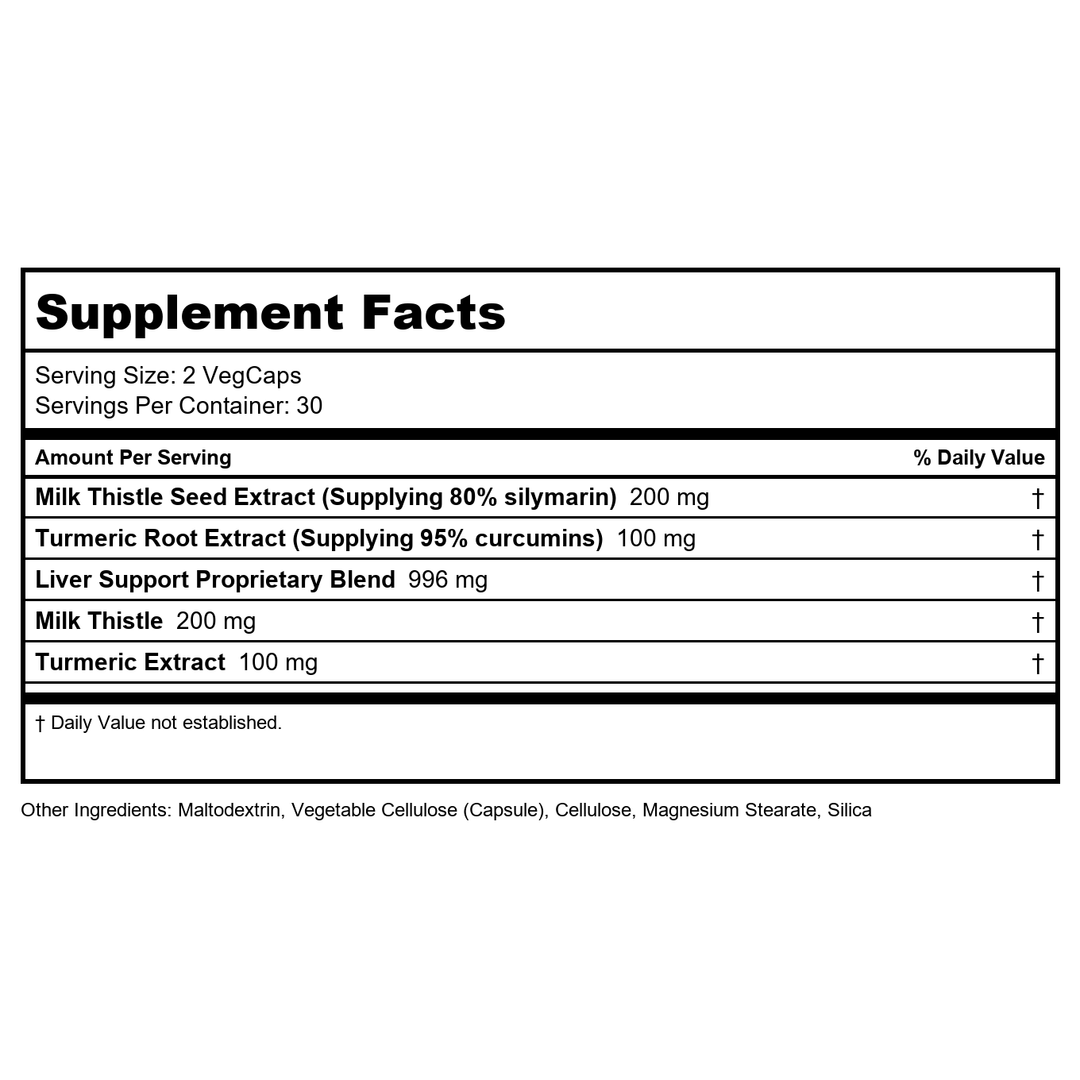 ZHOU Liver Support - Liver Cleanse and Detox, Milk Thistle Supplement with Turmeric, Artichoke, and Dandelion, Natural Health Support for Women and Men - 60 Vegetarian Capsules - Supplement Facts panel