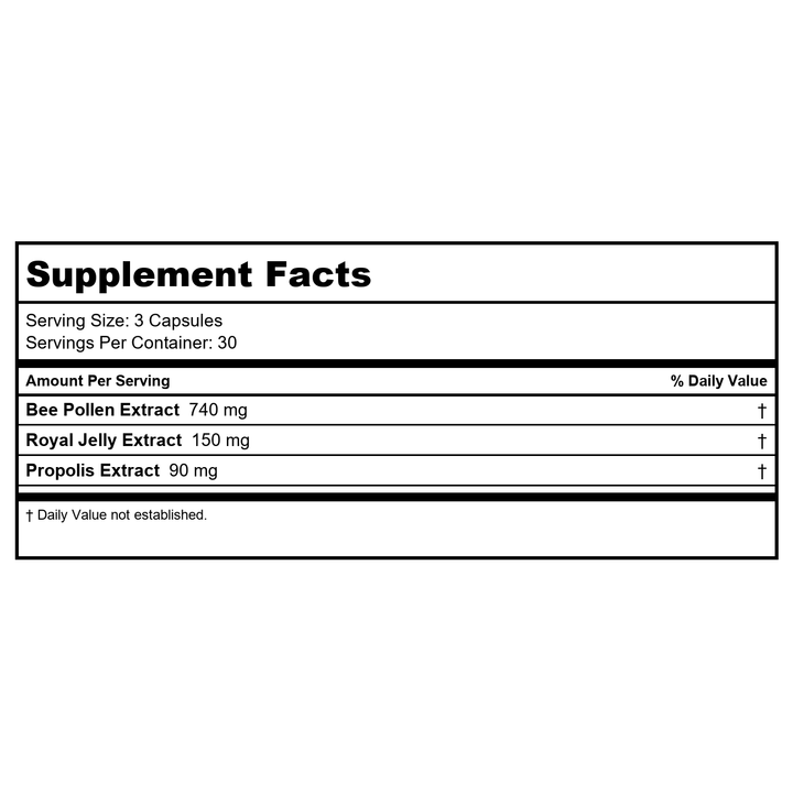 Montana Bee Pollen Royal Jelly and Propolis - 90 Capsules - Supplement Facts panel