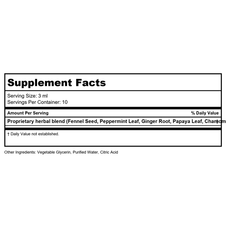 Herbs For Kids Minty Ginger, Liquid, Unflavored (Btl-Glass) | 1oz - Supplement Facts panel