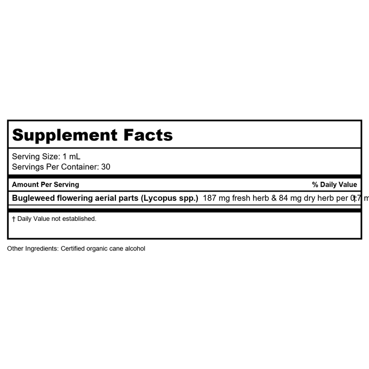 Herb Pharm Thyroid Calming Compound 8 fl oz - Supplement Facts panel