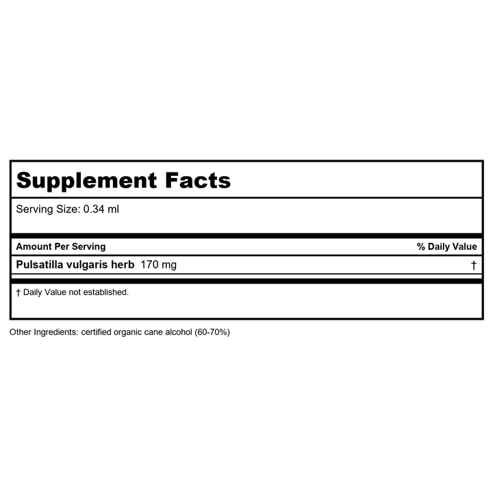 Pulsatilla - Supplement Facts panel