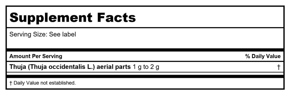 Thuja - Supplement Facts panel
