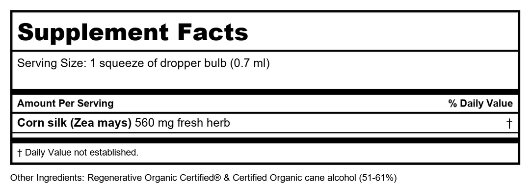 Corn Lily Dropper 0.25 Ounces - Supplement Facts panel