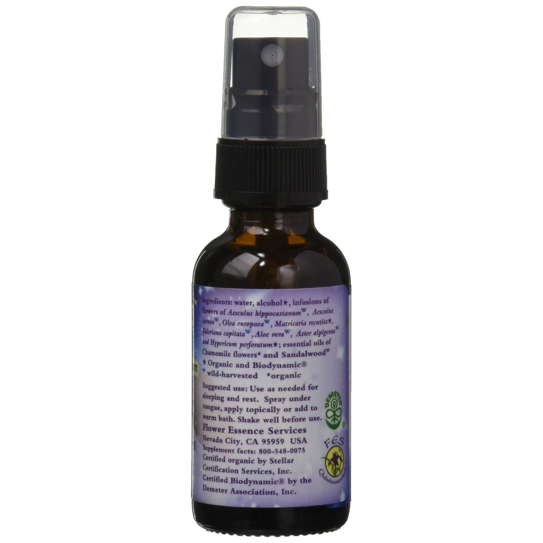 Flower Essence Services Flora-Sleep Formula Spray, 1 Ounce - Supplement Facts panel