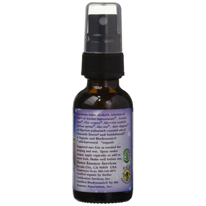 Flower Essence Services Flora-Sleep Formula Spray, 1 Ounce - Supplement Facts panel