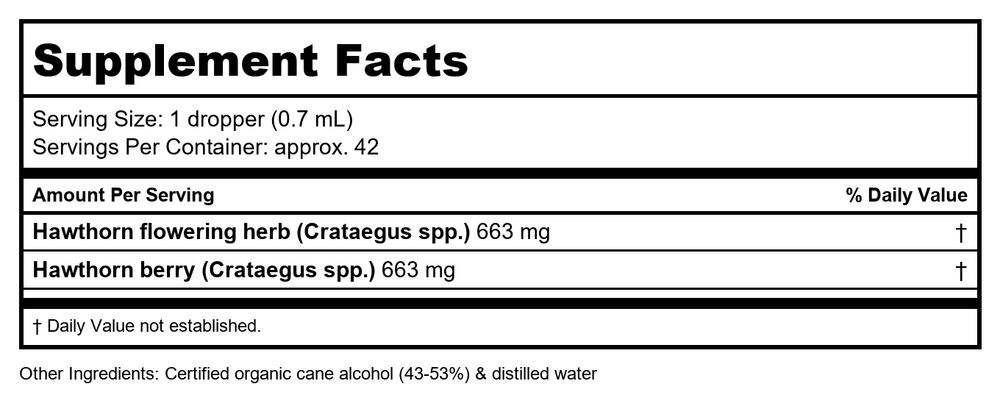 Flower Essence Range of Light Hawthorn Supplement Dropper -- 1 fl oz - Supplement Facts panel