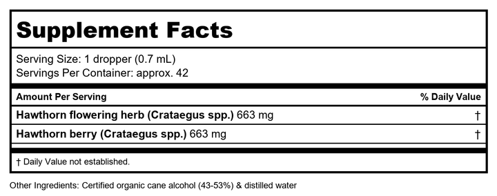 Flower Essence Range of Light Hawthorn Supplement Dropper -- 1 fl oz - Supplement Facts panel