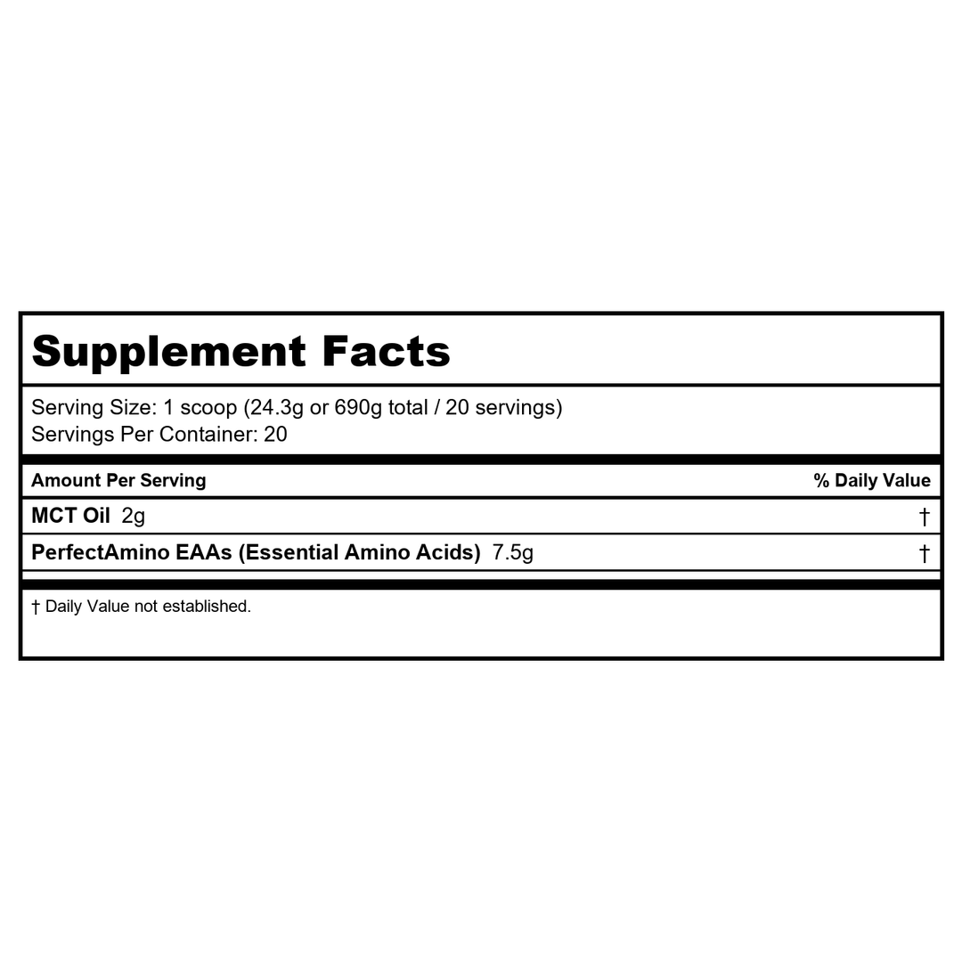 PerfectAmino® Power Meal - Vanilla - 20 servings - Supplement Facts panel