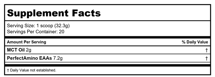 PerfectAmino® Power Meal - Chocolate - 20 servings - Supplement Facts panel