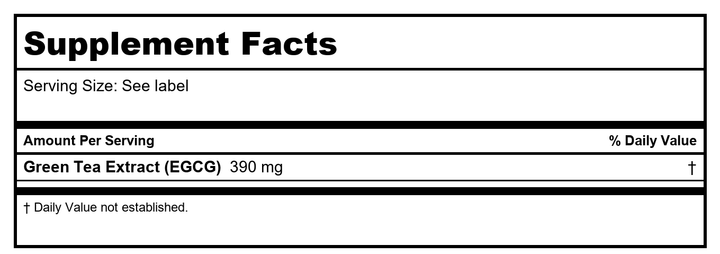 Green Tea EGCG Extreme by ProHealth - 390 mg EGCG, 100 capsules - Supplement Facts panel