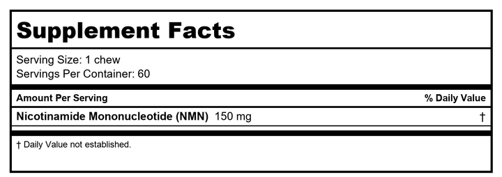 Pet Longevity NMN Chews by ProHealth - 150 mg, 60 chews - Supplement Facts panel